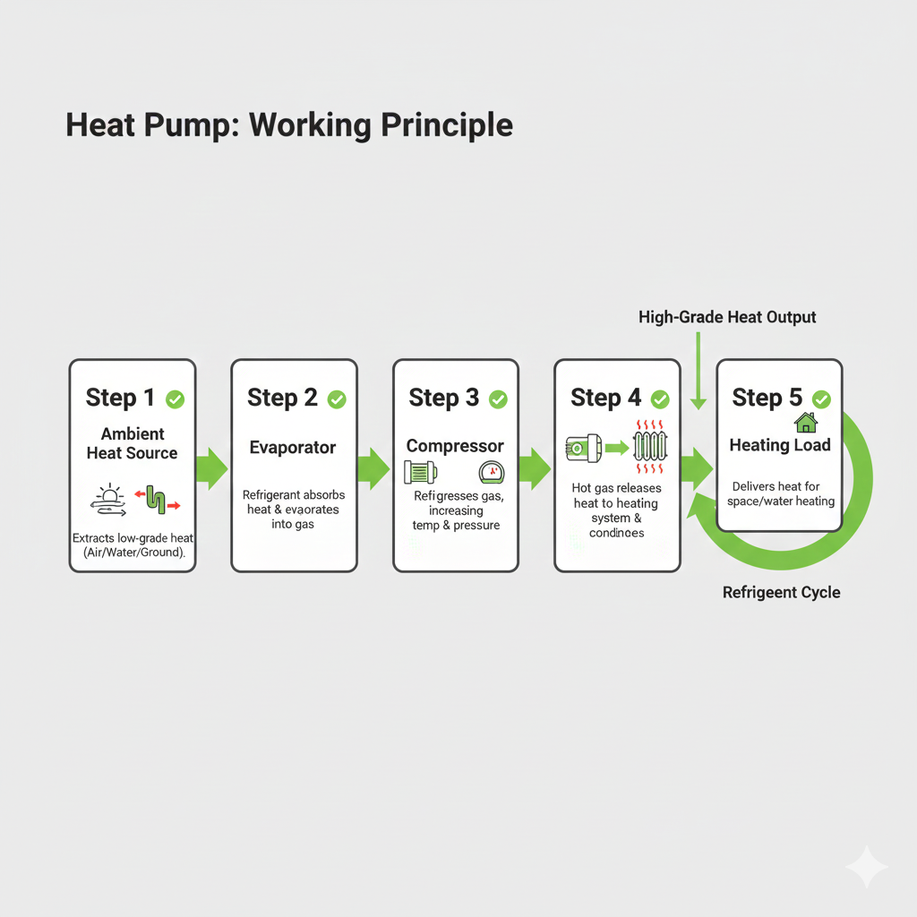 heat pump working principle for heating