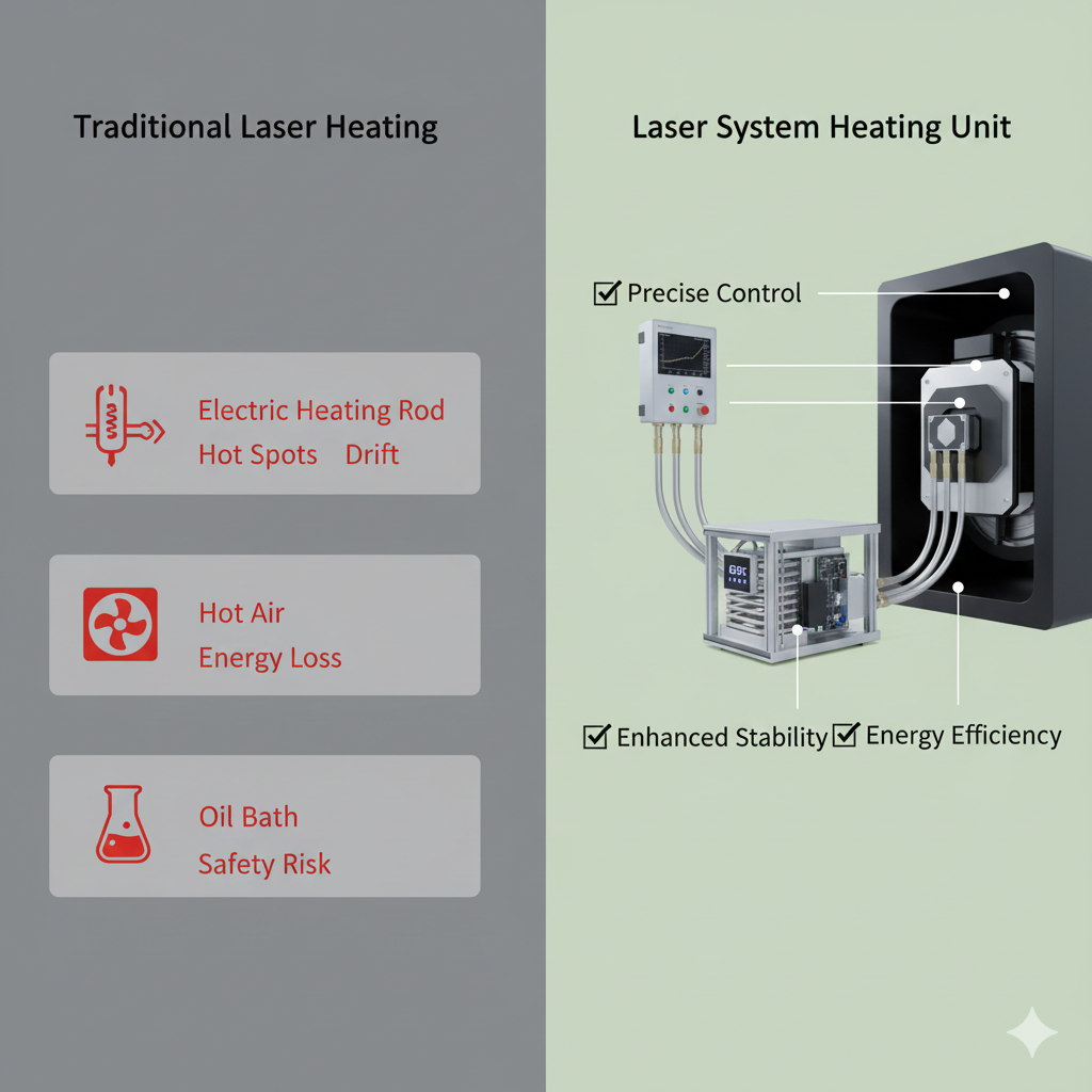 laser system heating problems with conventional heaters