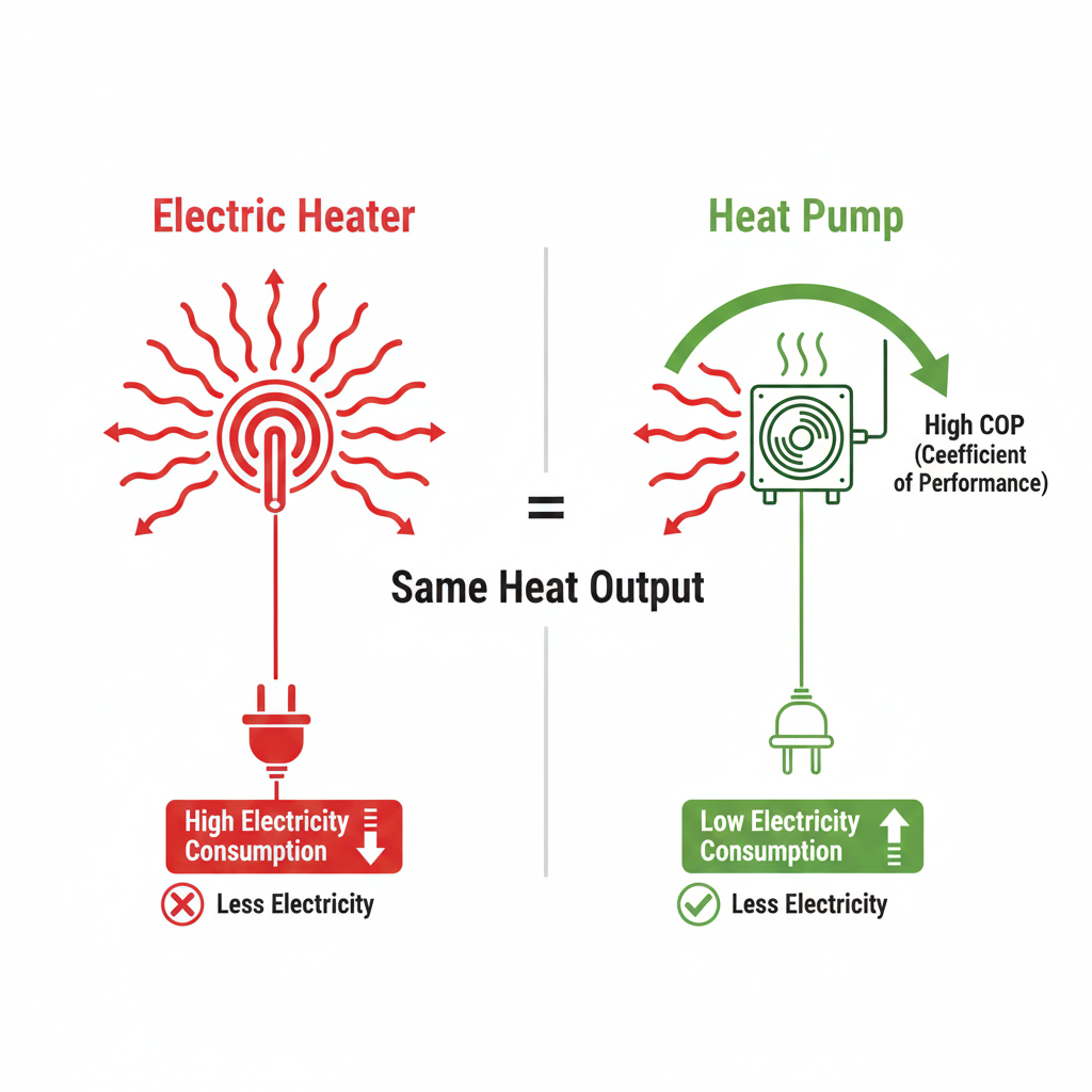 replace electric heater with heat pump for <a href=